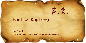 Panitz Kaplony névjegykártya